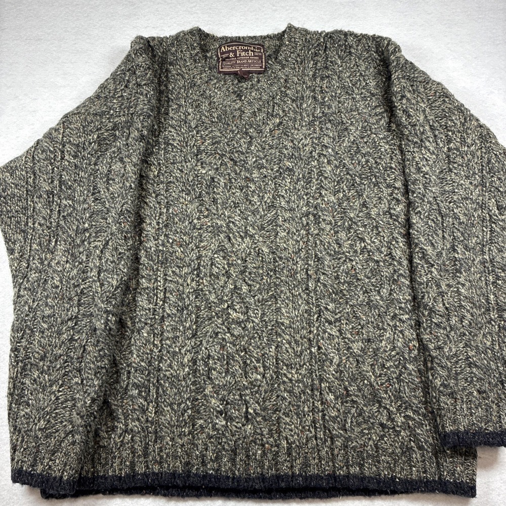 VTG Abercrombie and Fitch 100% Shetland Wool Pullover Sweater‎ Oatmeal Color XL